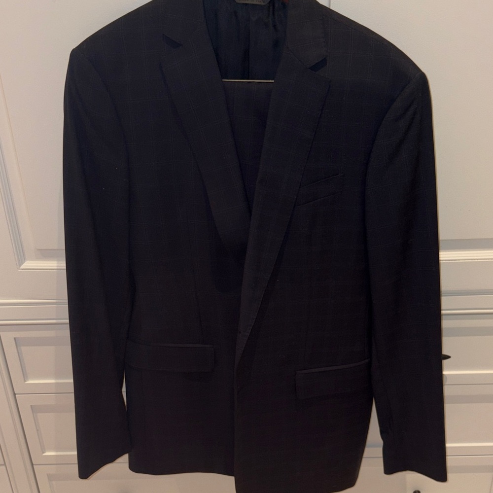 Mens John Varvatos navy blue plaid suit